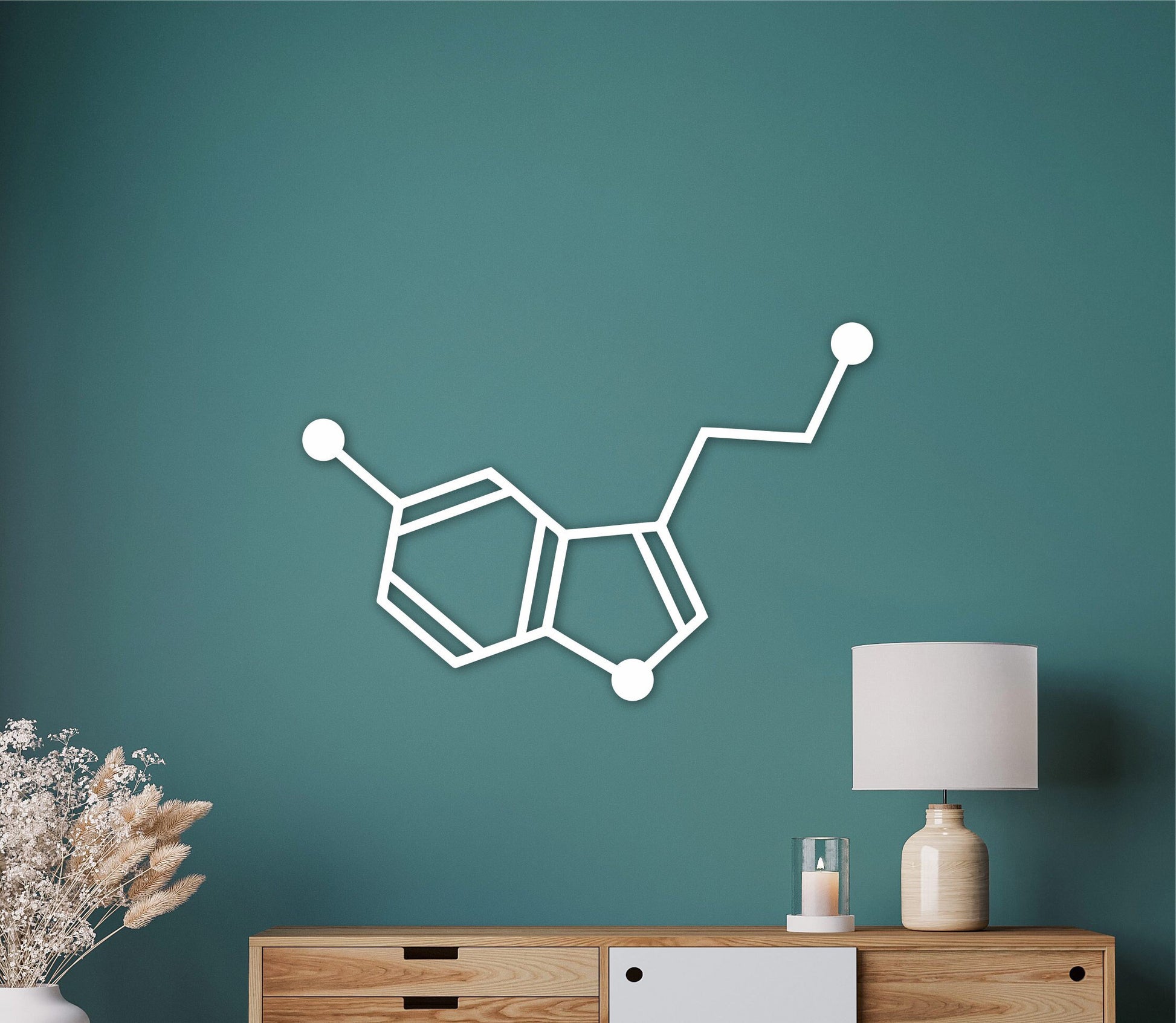 Serotonin molecule,Chemical wall decor,Wood art,Molecular formula