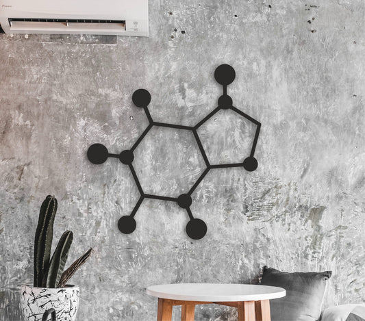 Caffeine molecule wall art, Wooden decor, Coffee art ideas, Coffee lover gift