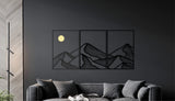 Tryptic wall art, wooden mountain art, mountain wall art wood, wood panel wall art, wood wall panel, 3 piece wall art, large wood wall art