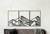 Tryptic wall art, wooden mountain art, mountain wall art wood, wood panel wall art, wood wall panel, 3 piece wall art, large wood wall art