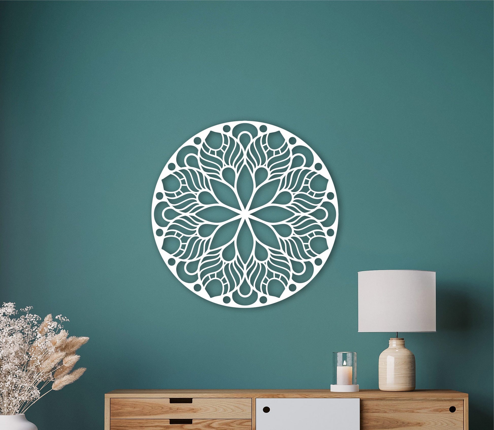 Wooden mandala wall hanging, floral mandala, mandala wall art, mandala wood decor, therapy office decor, yoga studio decor, large wooden art